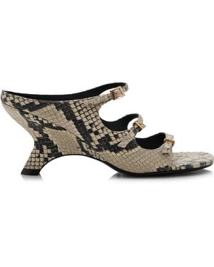 Jonathan Simkhai River Snake-Print Leather Mules - Multicolour