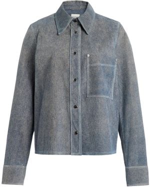 Closed Slim Denim-Printed Suede Jacket - Blue