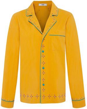 Siedres Dolly Cotton-Blend Embroidered Shirt - Yellow