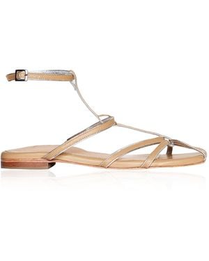 Johanna Ortiz Conquistadora Leather Sandals - Metallic