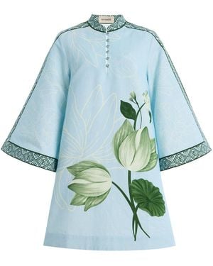 VERANDAH Anj Cotton Mini Dress - Blue