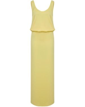 Ila Hilda Draped Satin Maxi Dress - Yellow