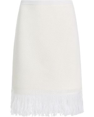 Ferragamo Wool Mesh Knit Midi Skirt - White