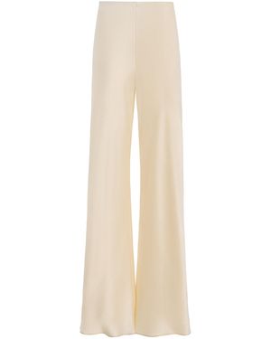 Kallmeyer Lior Straight Leg Silk Charmeuse Trousers - White