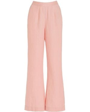 Posse Exclusive Tia Flared Linen Pants - Pink