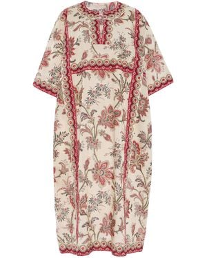 Sea Cassandra Floral Cotton Midi Caftan Dress - Pink