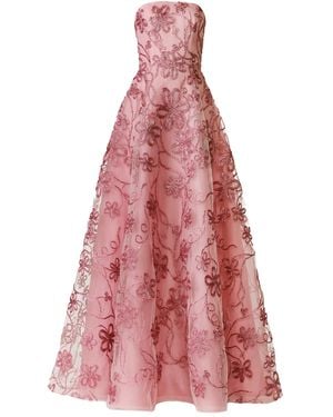 Naeem Khan Abstract Metallic Raffia Gown - Pink