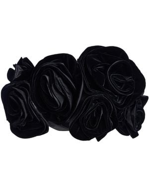 Carolina Herrera Flower-Detailed Velvet Top - Black