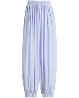 Birrot Lay1 Gathered Crepe Wide-Leg Trousers - Blue