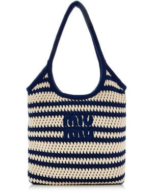 Miu Miu Ivy Crocheted Cotton Tote Bag - Blue