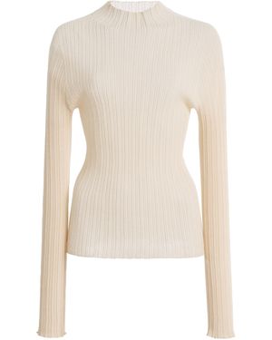 Kallmeyer Jordan Mockneck Superfine Cotton Rib Longsleeve Top - White