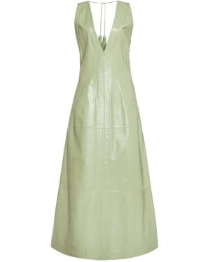 Bottega Veneta Tasseled Leather Midi Dress - Green