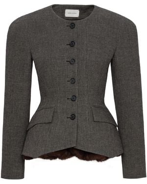 Magda Butrym Tailored Wool-Linen Jacket - Black