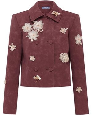 LEO LIN Vienna Embellished Vegan Suede Jacket - Red