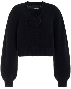 ROTATE BIRGER CHRISTENSEN Cropped Alpaca-wool Cardigan - Black