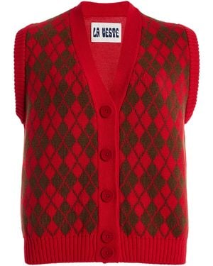 La Veste Arlequín Knit Wool Vest - Red
