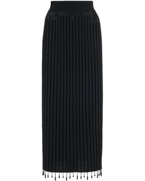 Jil Sander Embellished Plissé-Knit Midi Skirt - Black