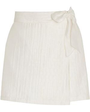 USISI SISTER Stephanie Linen-blend Mini Wrap Skirt - White