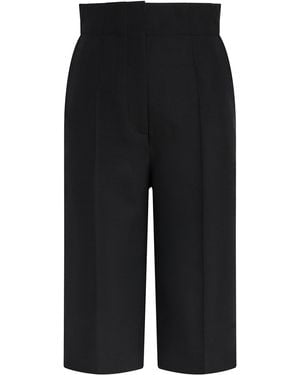 KHAITE Raelle Tailored Wool-Silk Cady Shorts - Black