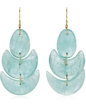 Ten Thousand Things Lotus 18k Yellow Gold Aquamarine Earrings - Blue