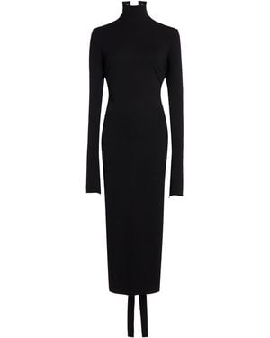 Balenciaga Lace-Up Jersey Midi Dress - Black