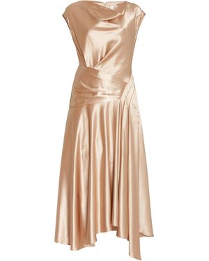 Acler Hewitt Draped Satin Midi Dress - Metallic