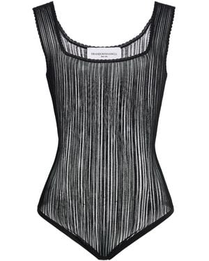 Brandon Maxwell Adler Sheer Pointelle Bodysuit - Black