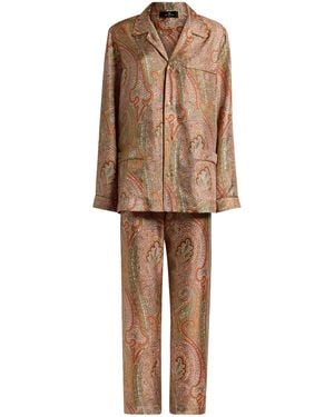 Etro Printed Silk Pyjama Trousers - Natural