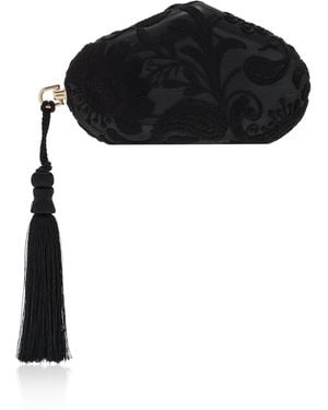 Marlies Grace Exclusive La Isla Marlies Lace-Trimmed Wooden Clutch - Black