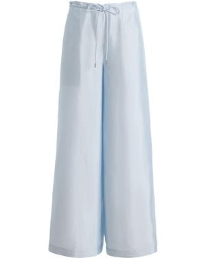Kallmeyer Exclusive Wesley Drawstring Crepe Wide-Leg Pants - Blue