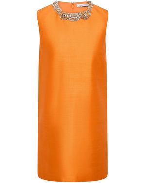 Rachel Gilbert Ludovica Embellished Wool-Silk Mini Shift Dress - Orange
