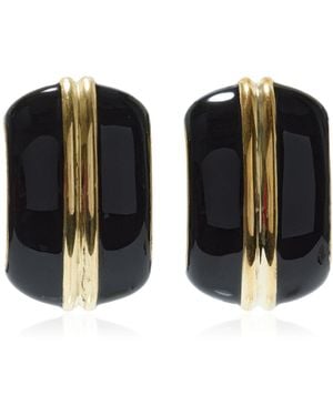 Mega Exclusive Road Divided Enamelled 14K Vermeil Earrings - Black