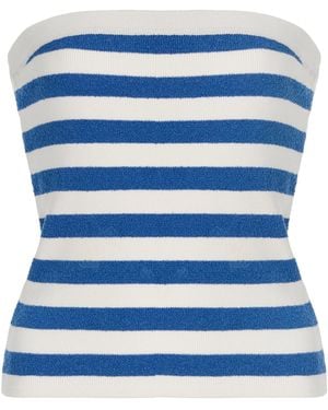 Posse Ari Strapless Striped Top - Blue