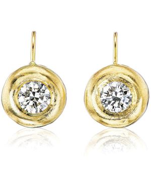 Rene Barnes Classic 14K Diamond Drop Earrings - Metallic