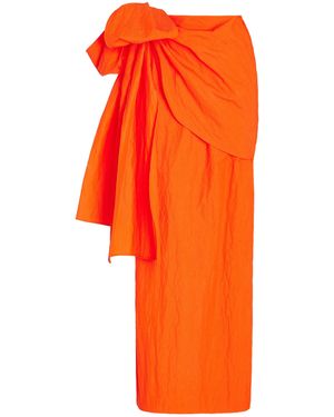 Rosie Assoulin Hustle & Bustle Cotton-Blend Maxi Wrap Skirt - Orange
