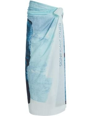 Significant Other Giorgie Linen-Blend Sarong Skirt - Blue