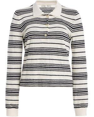 FRAME The Striped Linen Polo Shirt - White