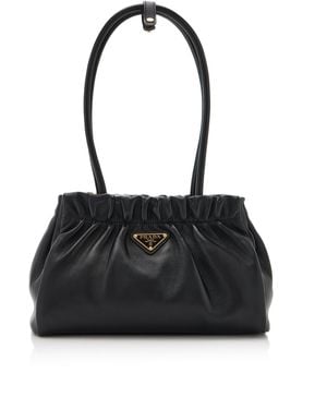 Prada Ruched Leather Bag - Black