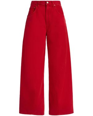 Agolde Twist Rigid High-Rise Wide-Leg Jeans - Red