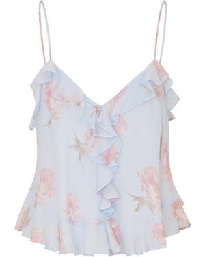 LoveShackFancy Tal Ruffled Tank Top - Blue