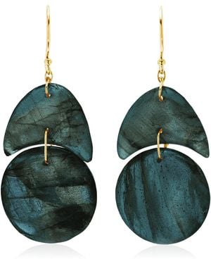 Ten Thousand Things Tiny Arps 18k Yellow Gold Labradorite Earrings - Green