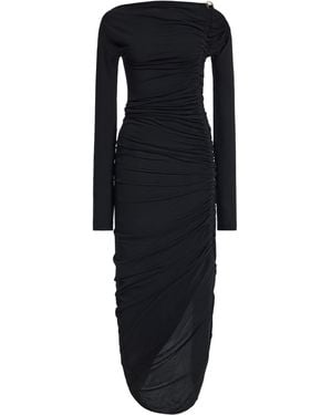 Ferragamo Ruched Jersey-Crepe Maxi Dress - Black