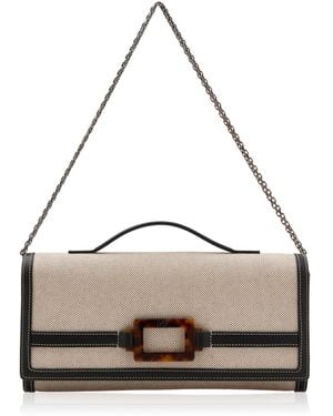 Roger Vivier Belle Vivier Canvas Clutch - White
