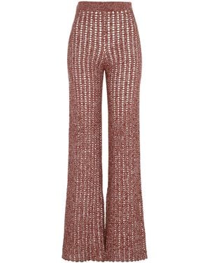 Escvdo Aija Cotton Crochet Flare Trousers - Red
