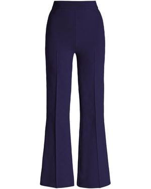 High Sport Kick Stretch-cotton Knit Cropped Flared Trousers - Blue