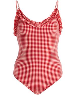 Juillet Daphne Plaid One-Piece Swimsuit - Red