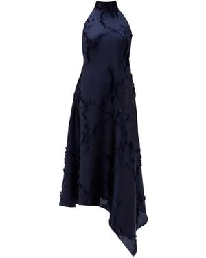 Amsale Eyelash Jacquard Halter Dress - Blue