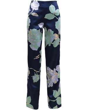 Francesca Miranda Tropico Rose Jacquard Silk-Blend Trousers - Blue