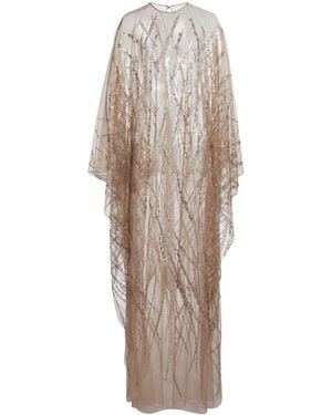 Zuhair Murad Posidonia Stone Embroidered Kaftan - Natural