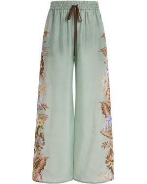 Zimmermann Silk Coco Relaxed Pants - Green